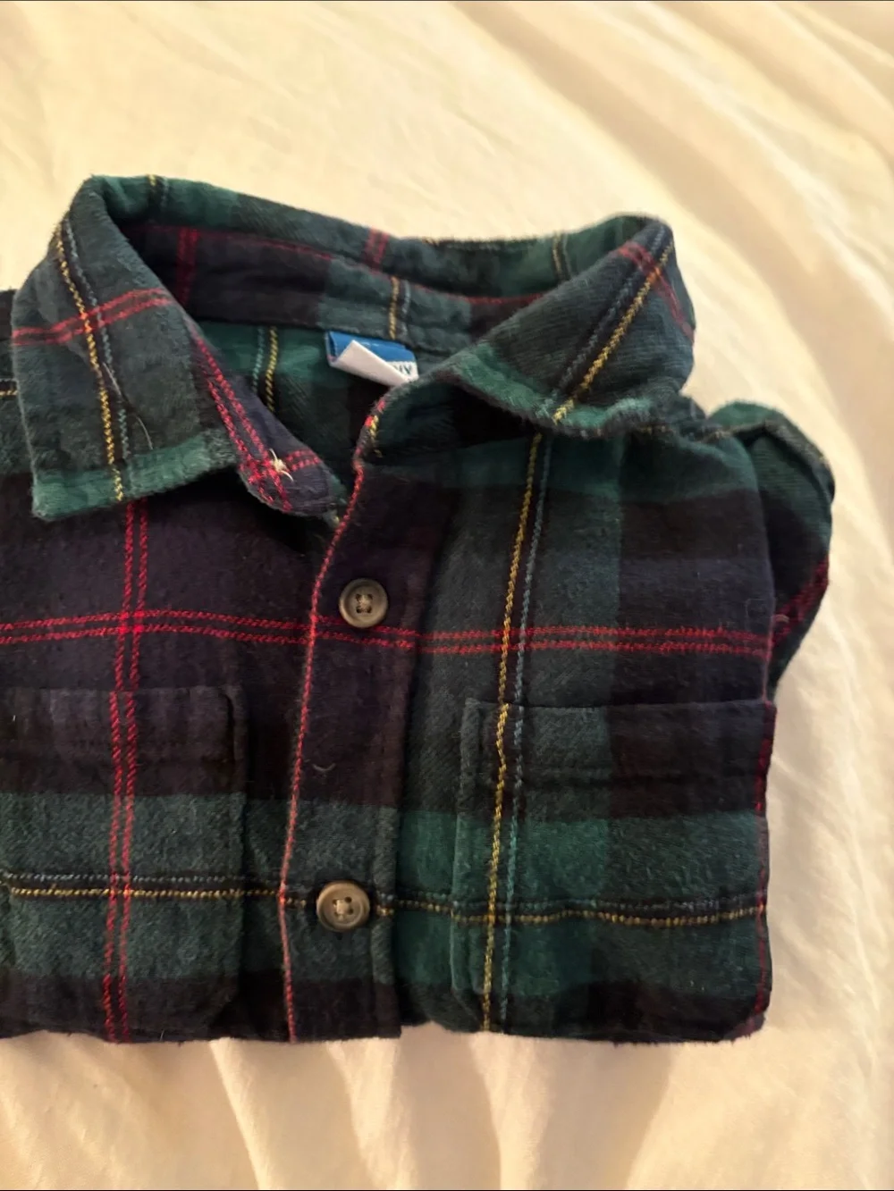 Old Navy Green & Navy Plaid Button-Down Shirt